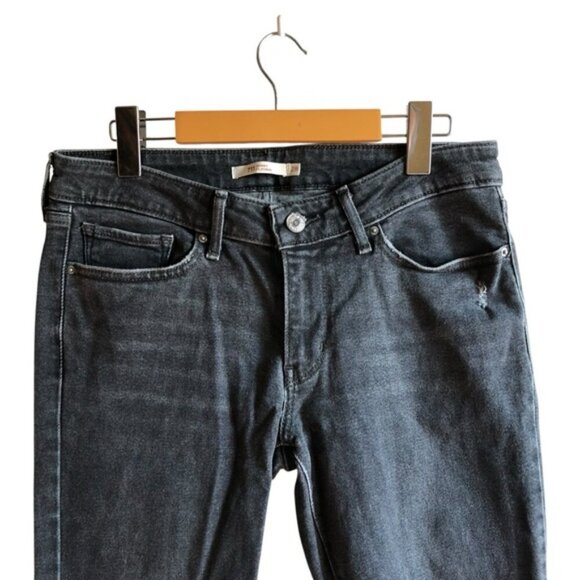 Levi’s 711 Skinny Black Ripped Denim Jeans 28 Distressed - Picture 3 of 14